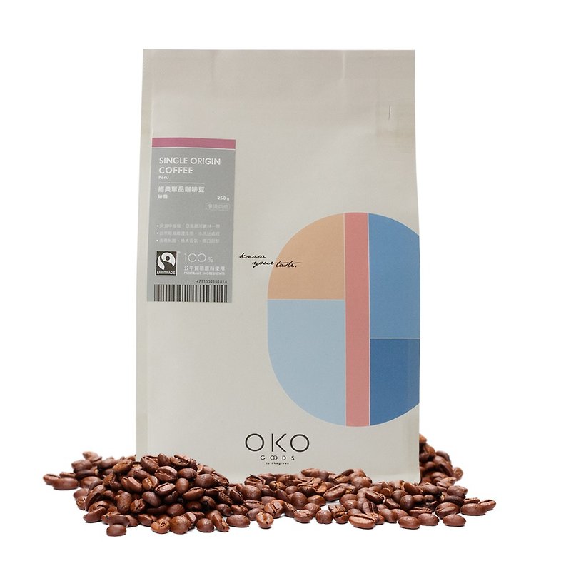 【Eco Green】Single Origin Coffee Beans/Peru/Medium Light Roast (250g) - กาแฟ - อาหารสด 