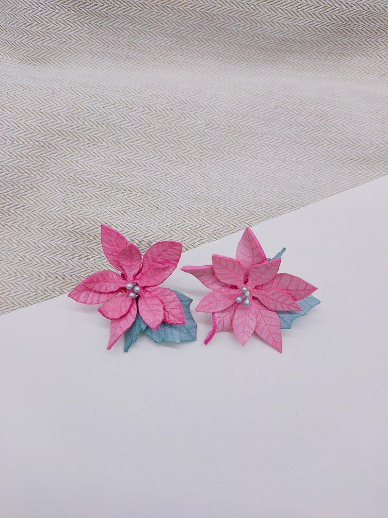 Xmas earrings - Earrings & Clip-ons - Genuine Leather Pink
