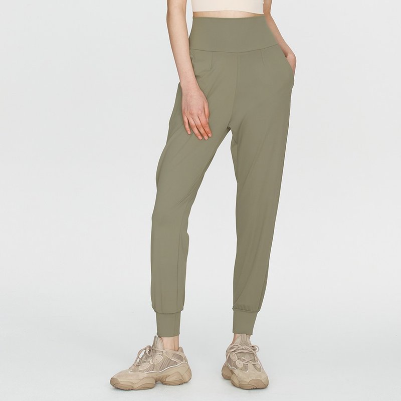 Front2line Micro Fresh Yoga Slim Fit Pants Khaki Green - Women's Yoga Apparel - Nylon Green