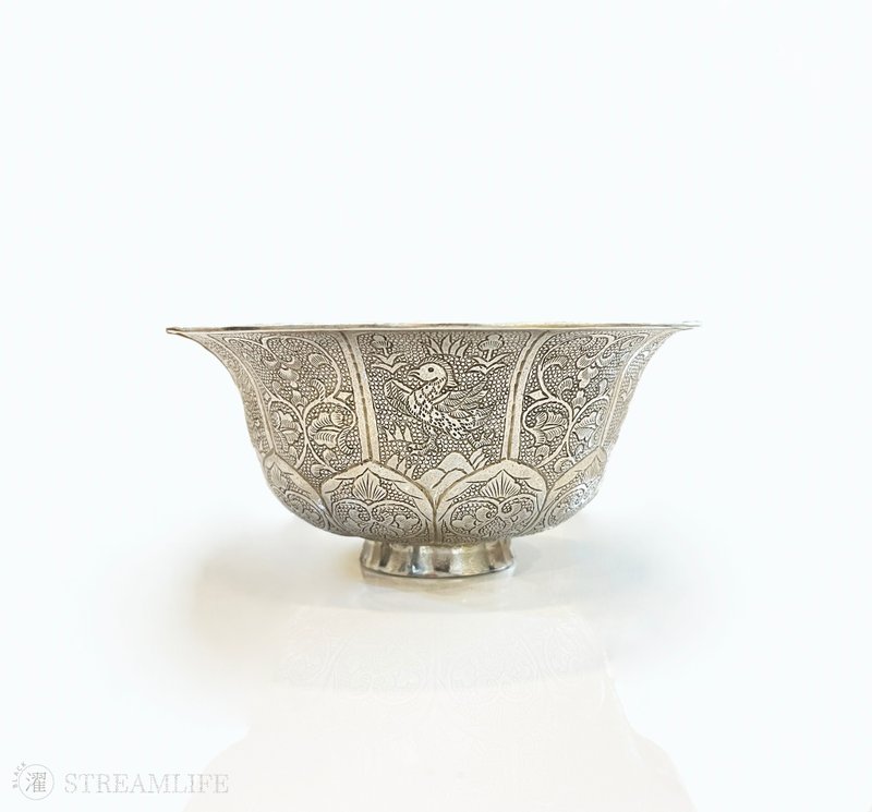 蓮瓣花鳥銀碗 - 擺飾/家飾品 - 其他金屬 銀色