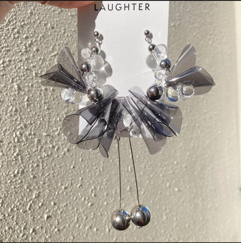 wing pvc ver2 耳針 耳夾 透明 銀色 誇飾 - 耳環/耳夾 - 壓克力 透明