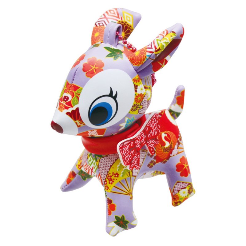 Puchi Babie Key Chain Kimono PU Deer Cute Doll Gift Present Japan - ตุ๊กตา - วัสดุอื่นๆ สีม่วง