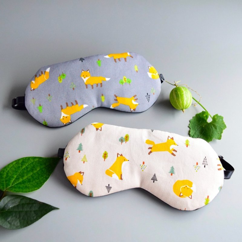 Great value 2-piece set fox eye mask | Storage pouch included | Free gift wrapping | Birthday - Eye Masks - Cotton & Hemp Gray