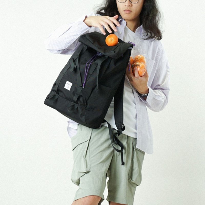 GIO 19L 多功能翻蓋背包 大 (暗黑色) - 後背包/背包/書包 - 聚酯纖維 黑色