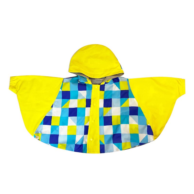 VA. cloth hand-made / geometric yellow and blue sleeved water-repellent cloak jacket