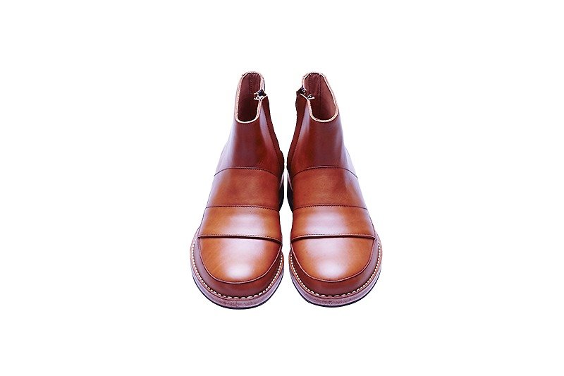 Stitching Sole_Stack_Tan - Men's Boots - Genuine Leather Orange