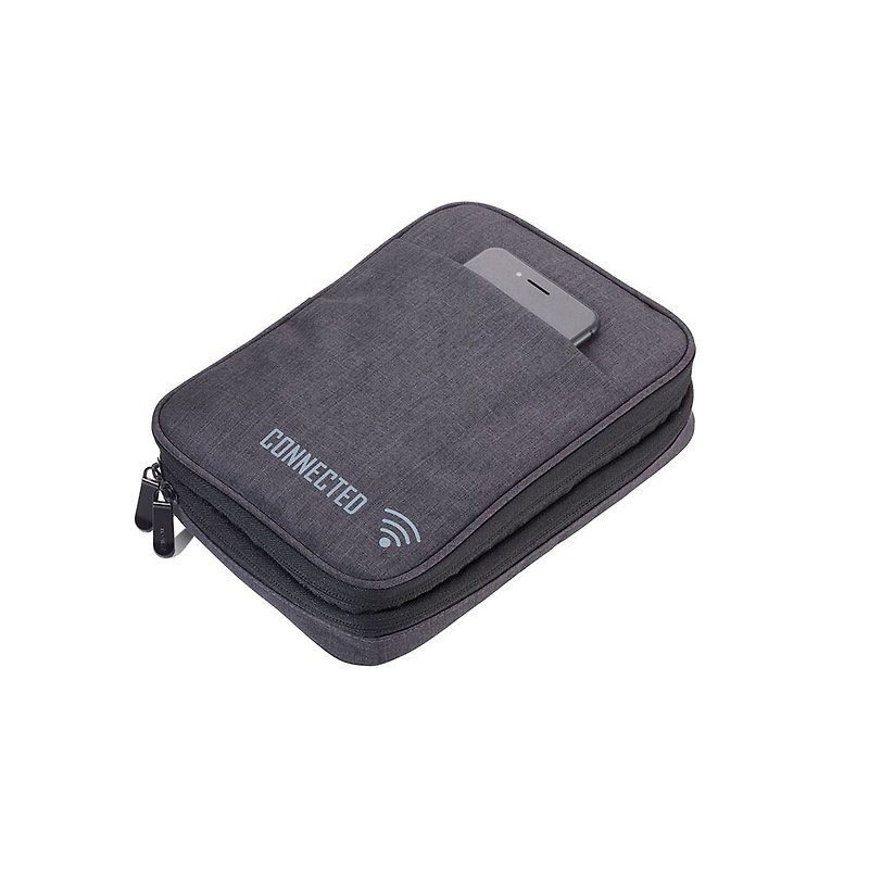 Organiser pocket with 2 zipper compartments CONNECTED - Other - Polyester Gray