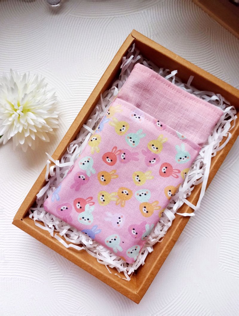 99.99% environmentally friendly antibacterial cloth - double-layer pencil case for nurse/physician - color matching (rabbit) pink/purple - กล่องดินสอ/ถุงดินสอ - ผ้าฝ้าย/ผ้าลินิน หลากหลายสี