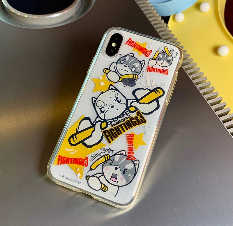 iPhone XS/X 哈士奇狗加油 雙層防摔手機殼 手機套 生日禮物 - 手機殼/手機套 - 塑膠 透明