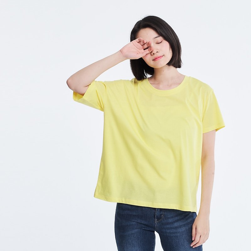棉．麻 女 T 恤 黃色 - 珠光棉不對稱TEE/蒲公英黃