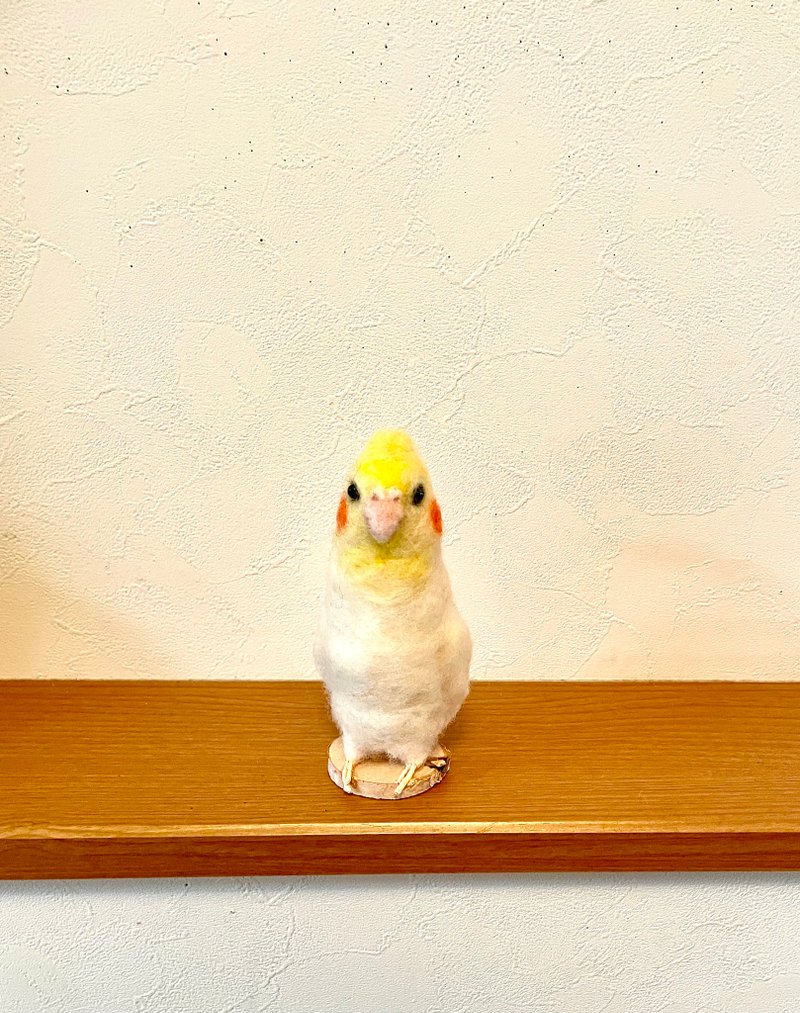 オカメインコ　羊毛フェルト - 編織/刺繡/羊毛氈/縫紉 - 羊毛 灰色