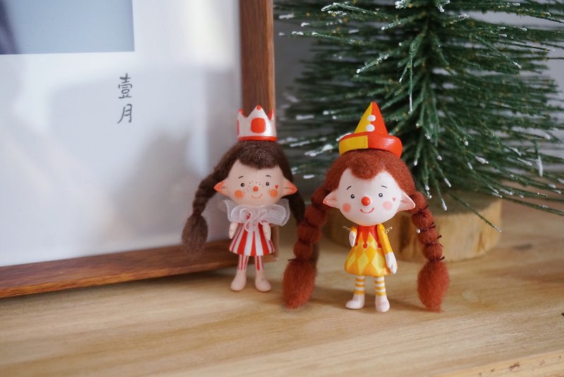 [Cotton Planet] CottonFairy Queen Mary and Clown Elf Original Handmade - Stuffed Dolls & Figurines - Clay Red