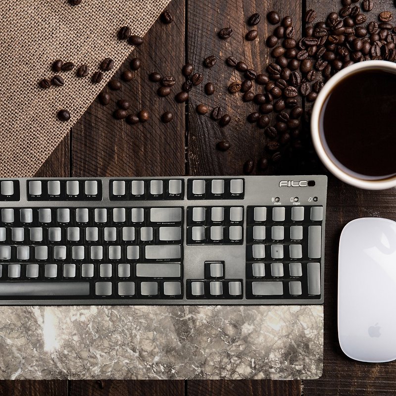 Gray mesh Stone-large slope version-natural stone keyboard hand rest - Mouse Pads - Stone Gray