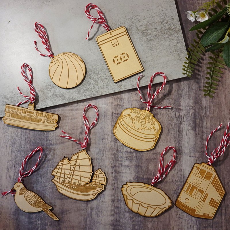 Hong Kong Characteristics Hanging Wooden Deco - ของวางตกแต่ง - ไม้ 