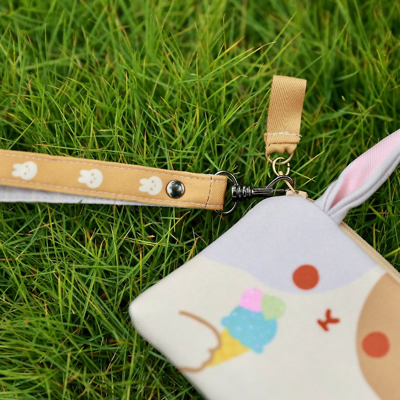 Cream Bunny Wrist Strap Lanyard Bag Ornament Camera Strap Key Charm - เชือก/สายคล้อง - เส้นใยสังเคราะห์ 