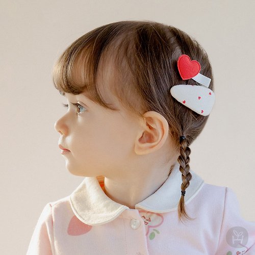 日安朵朵 Happy Prince 韓國製 Bbeudy愛心女嬰兒童髮夾2件組