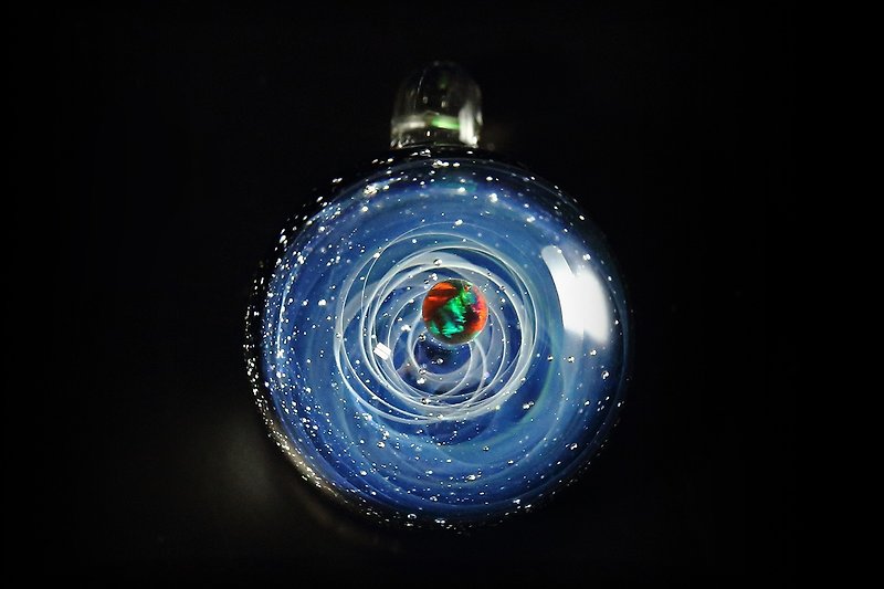 (Helical universe) Cosmic glass ball no.55 - สร้อยติดคอ - แก้ว สีน้ำเงิน
