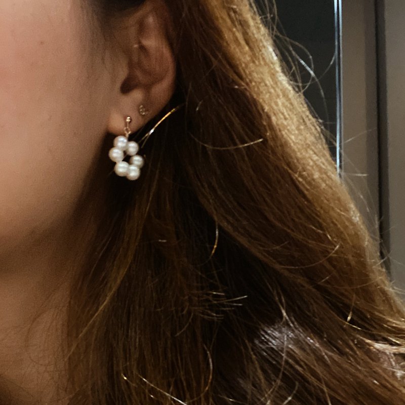 ITS-E115【珍珠耳環】胖胖珍珠圈 14kgf耳釘耳環