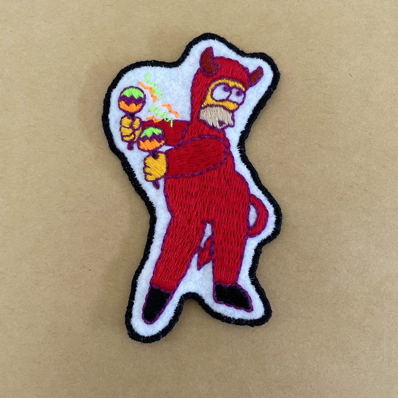 Simpsons Homer devil embroidery iron patch - อื่นๆ - ขนแกะ สีแดง