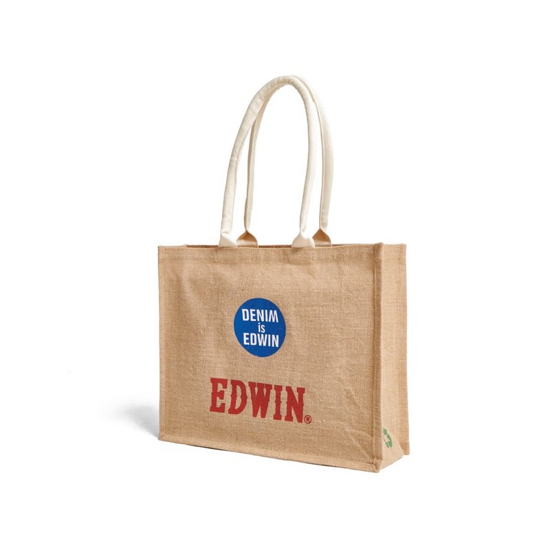 EDWIN linen shopping bag (extra large) #bag - กระเป๋าถือ - ผ้าฝ้าย/ผ้าลินิน สีส้ม