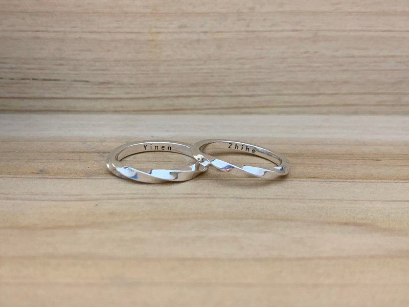 Twist Ring|Sterling Silver Ring|Couple|Customization|Handmade|Experience|Course|Taichung Metalworking - แหวนทั่วไป - เงิน สีเงิน