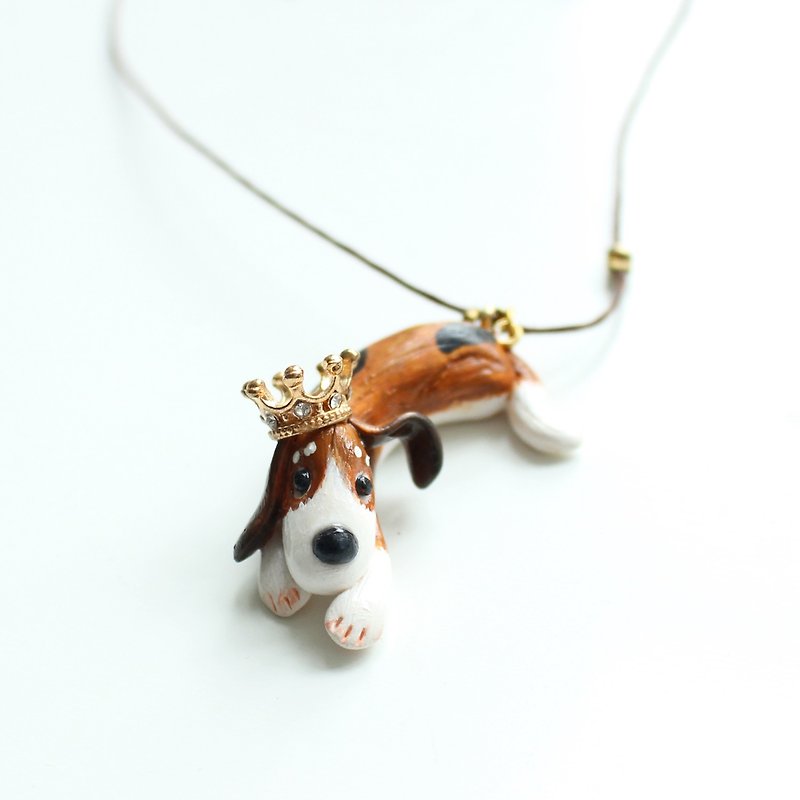 Terrier handicraft necklace - one of a kind handmade jewelry - สร้อยคอ - ดินเผา สีนำ้ตาล
