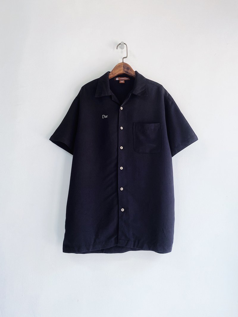 黑色童趣塗鴉夏威夷衫 男女可 古著襯衫上衣 vintage Aloha Shirt - 女襯衫 - 絲．絹 黑色