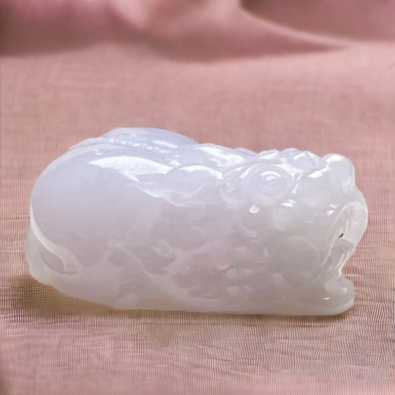 【富を求める獣】氷紫翡翠 貔貅（ひすい） 天然ビルマ翡翠 翡翠 ギフト | - 置物 - 翡翠 パープル