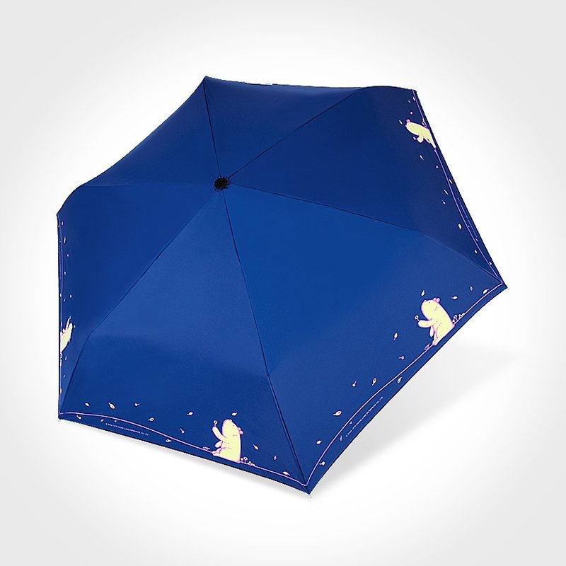 雙龍呆呆熊降溫13度黑膠自動傘超輕自動開收傘晴雨傘(月光藍)