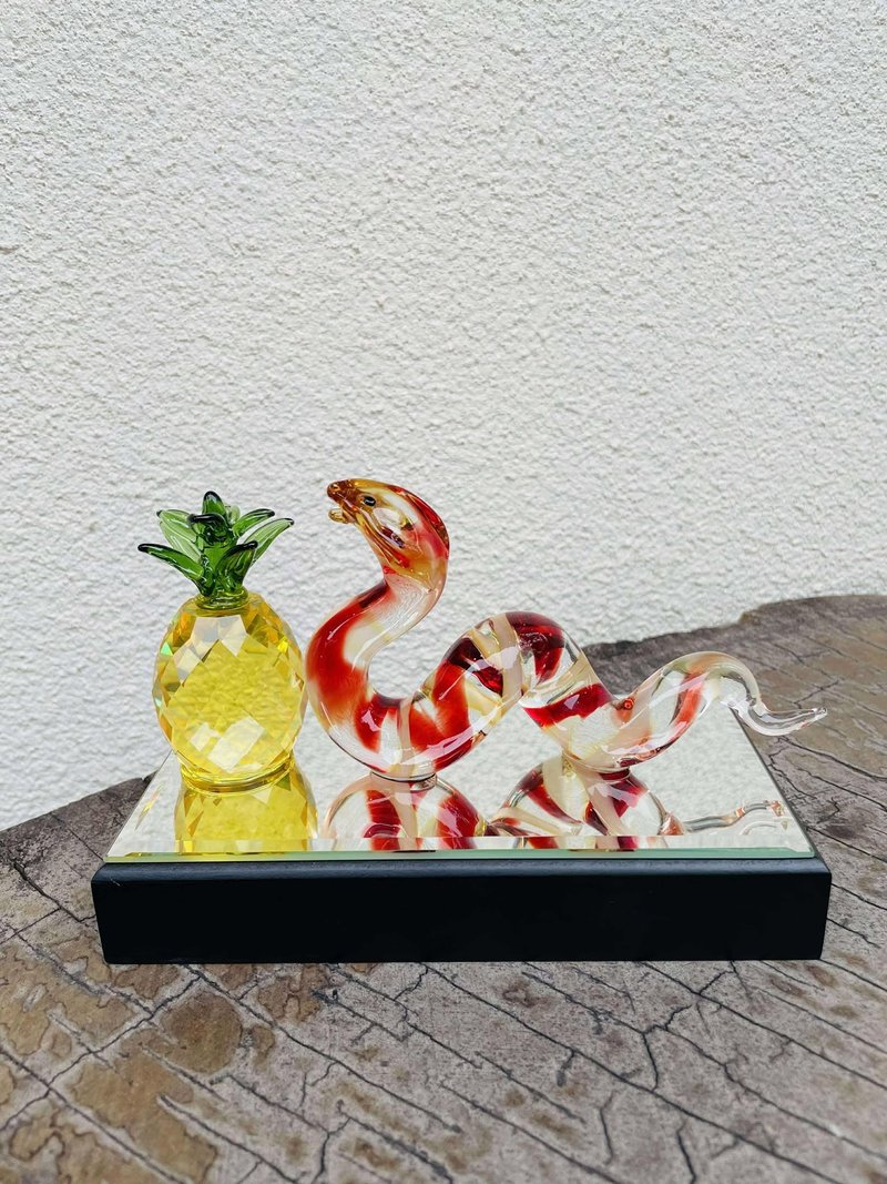 水晶玻璃 琉璃 生肖蛇 鳳梨 蛇麼都旺 - 擺飾/家飾品 - 琉璃 