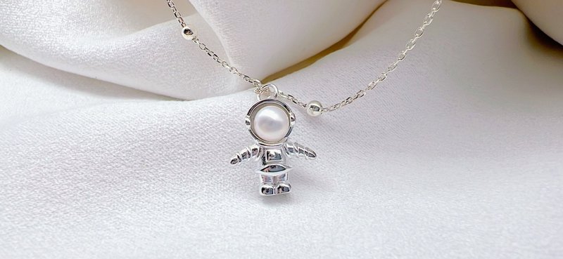 | Astronaut Interstellar Odyssey | 925 Silver Customized Necklace Natural Freshwater Pearl Valentine’s Day Gift Box - Necklaces - Other Materials Silver