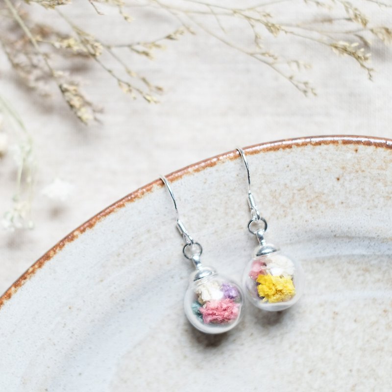 Rainbow / 925 Silver Dangle Earrings / Glass Dome Earrings - Earrings & Clip-ons - Glass Multicolor