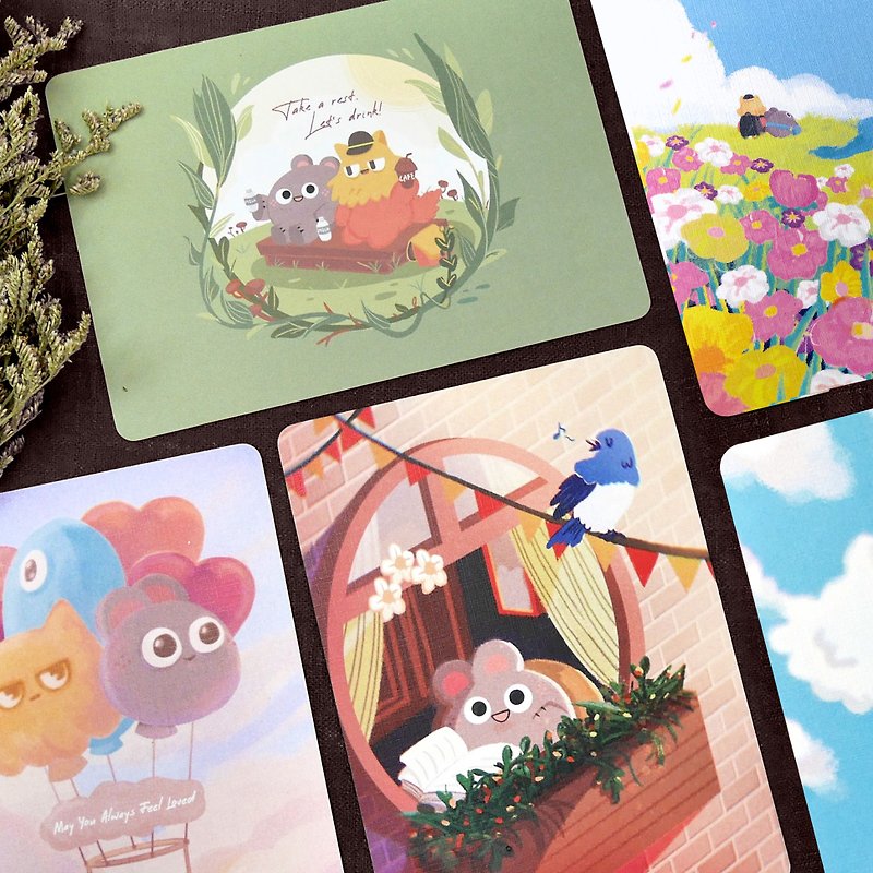 Paper Cards & Postcards - Illustrated postcards, choose three pieces, and the discount group is limited to the products in the picture in this store
