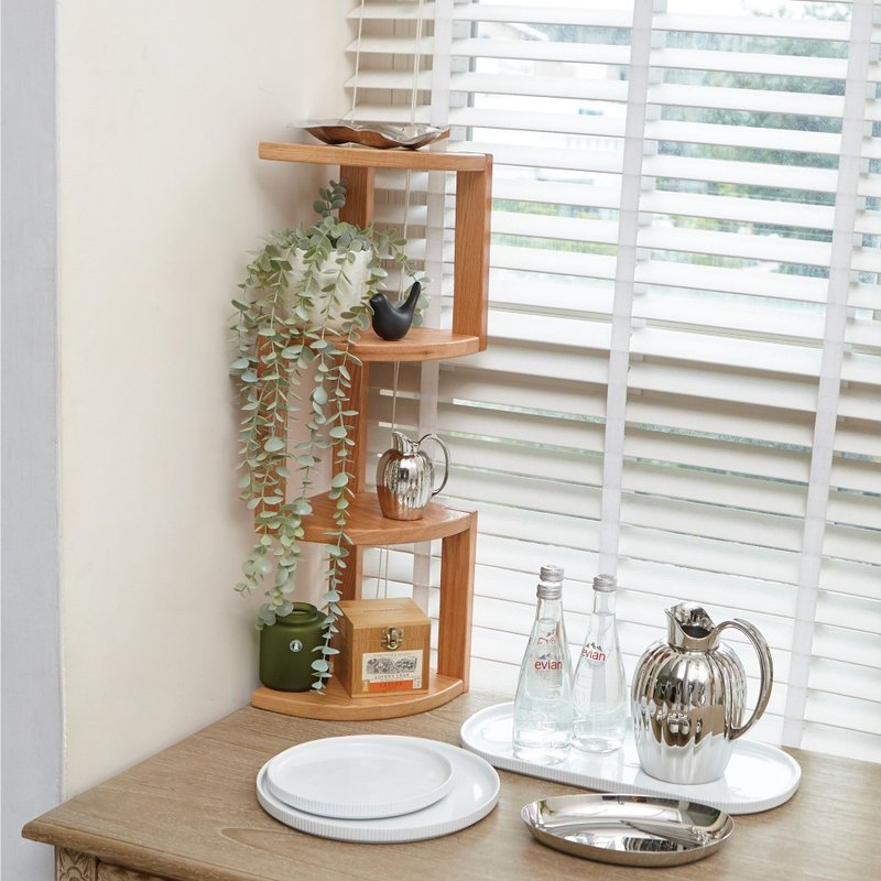 Log desktop corner display rack (three/four layers) - ชั้นวาง/ตะกร้า - ไม้ สีนำ้ตาล