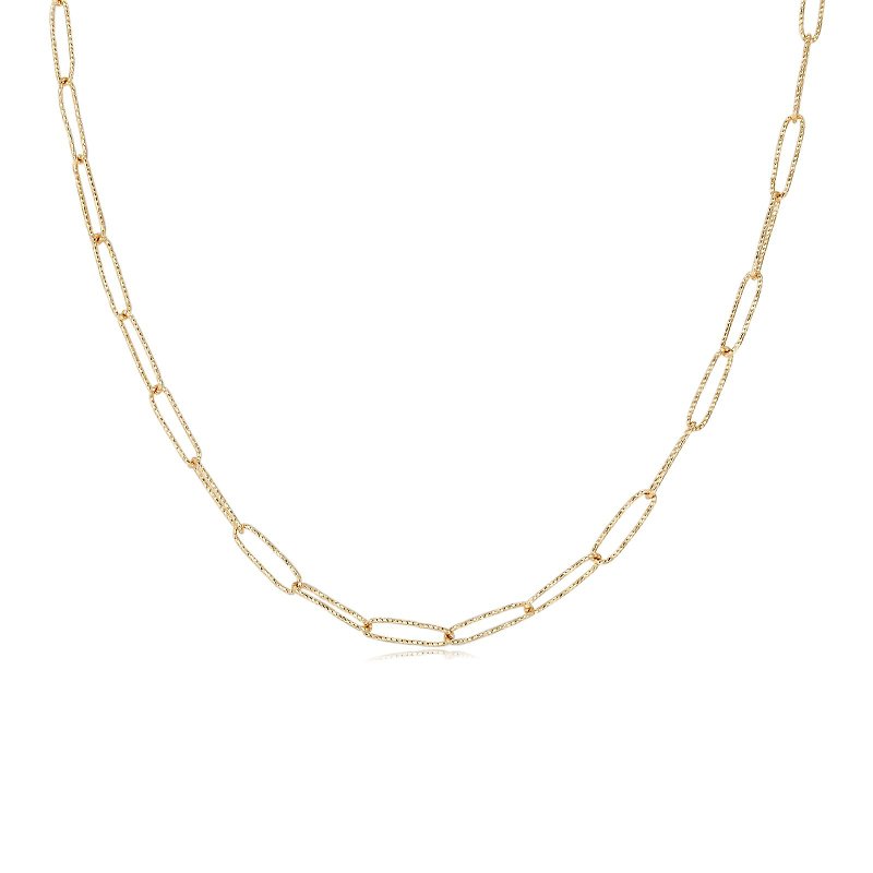 Sterling Silver Necklaces - Gold Textured Link Chain