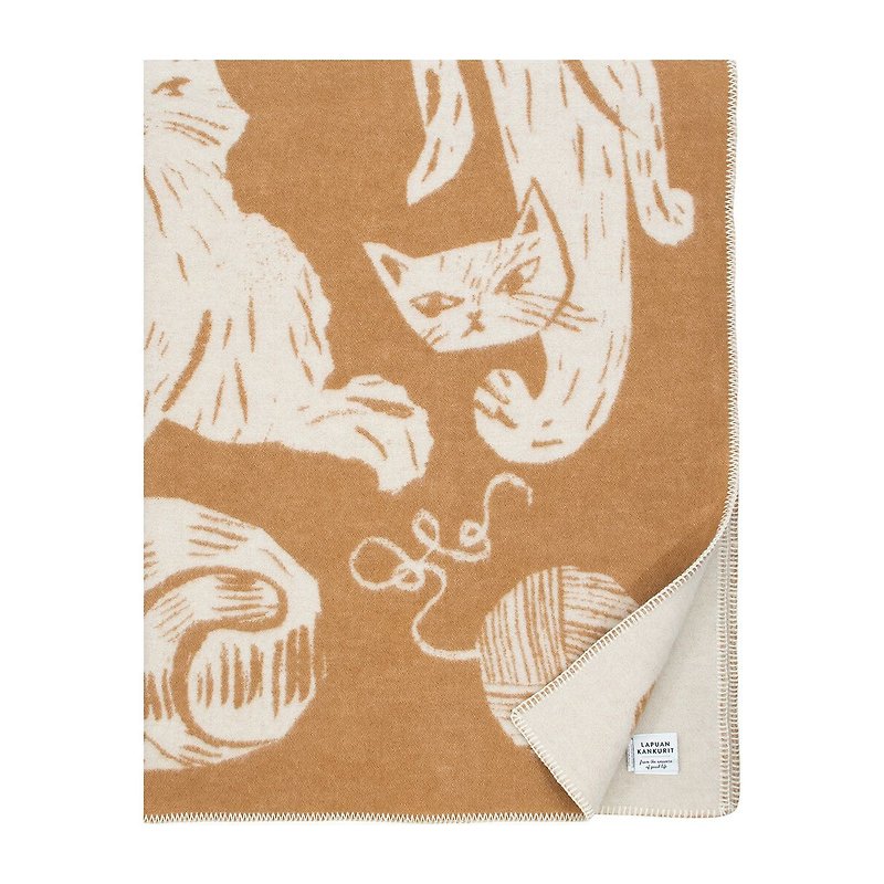 MATTI PIKKUJÄMSÄ cooperative wool blanket (Cat Cinnamon) - ผ้าห่ม - ขนแกะ สีส้ม