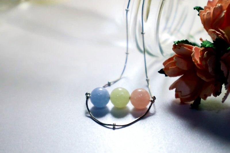 Beryl stone with Silver necklace - 項鍊 - 石頭 多色