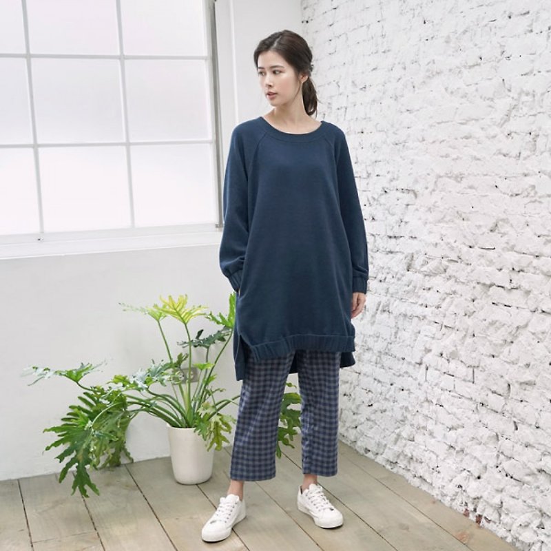Come with you for a holiday organic cotton long coat - night - Women's Tops - Cotton & Hemp Blue