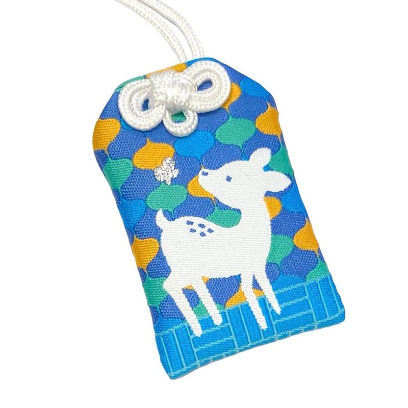 White deer amulet - Omamori - Polyester Blue