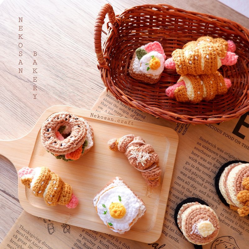 Bakery series pet toys sausage bag, croissant, toast, bagel, muffin toys - Pet Toys - Cotton & Hemp 