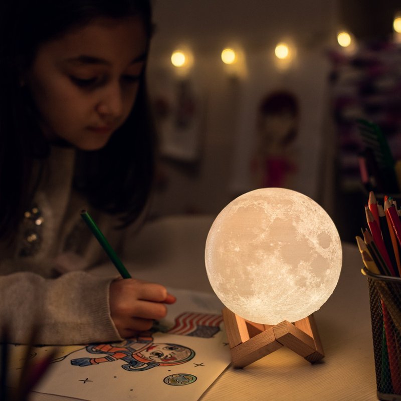 table lamp moon. night light. lamp for children's room. bedside lamp - Lighting - Plastic White