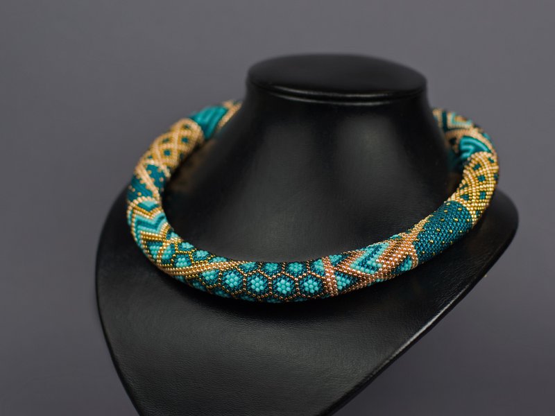Bead crochet kit, Jewelry making kit, Make your own, Emerald green necklace kit - 其他 - 玻璃 綠色