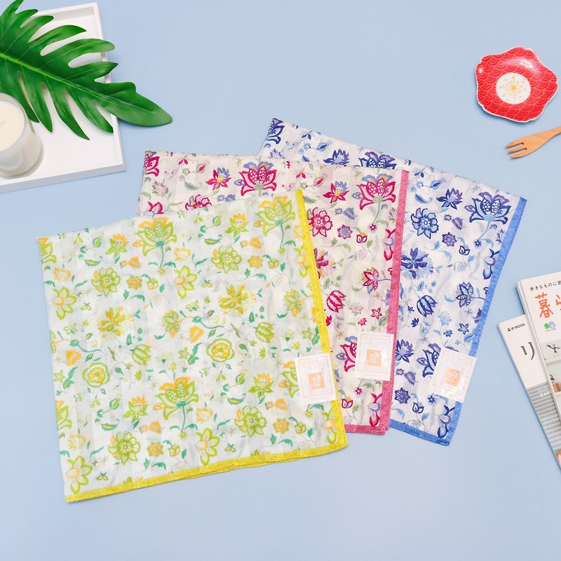 [Recommended gifts for Mother’s Day] Kyoto scarf (silk scarf) - gauze pattern - flower gauze (pink/blue) - Bow Ties & Ascots - Other Materials 