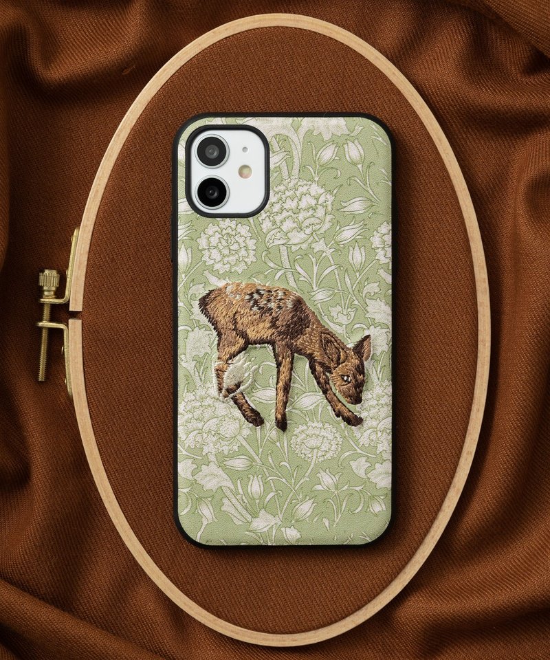 立体刺繍スマホケース iPhone12 PUレザー ウィリアムモリス 猫 動物　04:NAG1357 - 手機殼/手機套 - 塑膠 多色