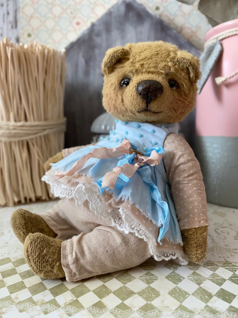 Teddy bear, OOAK - Stuffed Dolls & Figurines - Other Materials Brown