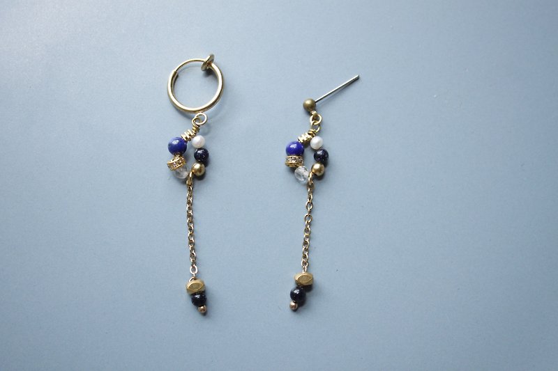│Small Garden│Earrings (Bouquet Edition) - Lapis Lazuli - Earrings & Clip-ons - Other Metals Blue