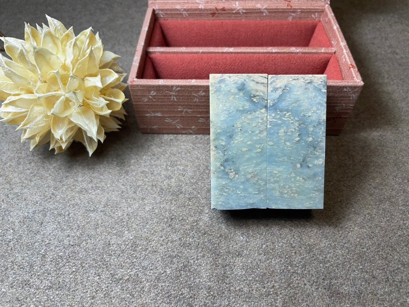 【日好手工刻印・情人結婚對章】天青石 W250328 - 印章/印台 - 石頭 藍色