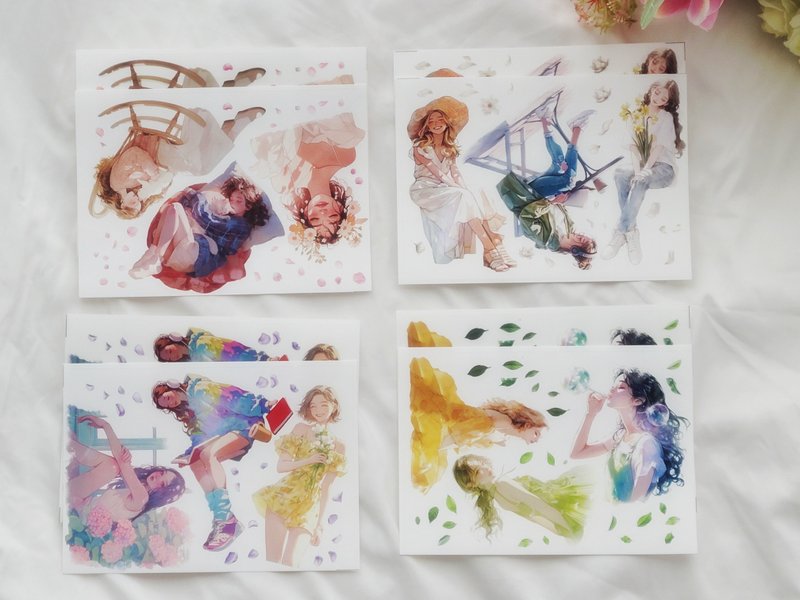 Spring Series - Whisper female sticker 4MIX PET (philip's store) - 貼紙 - 紙 多色