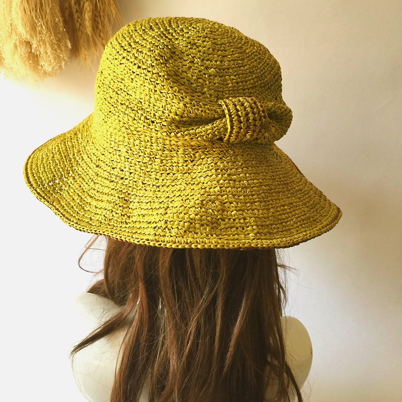 Positive and negative handmade woven shade 㡌 / paper Rafi straw hat / straw hat / hand made hats handmade〗 〖crazy hopscotch - Hats & Caps - Paper 
