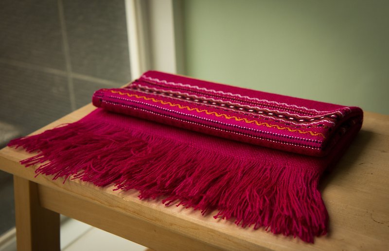 其他材質 圍巾/披肩 - 南美洲印地安手工披肩 桃紅